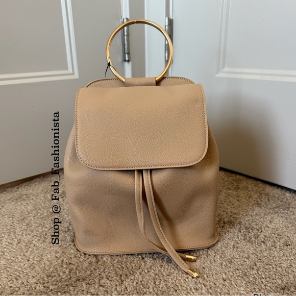 Vegan Leather backpack with gold hardware new main image 8